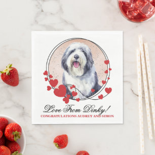 Old English Sheepdog Hochzeit von Napkins mit Foto Serviette