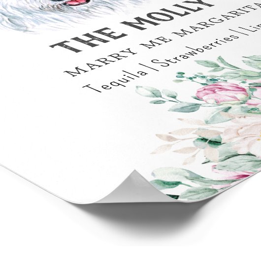 Old English Sheepdog Hund Signature Drink Sign Poster (Ecke)