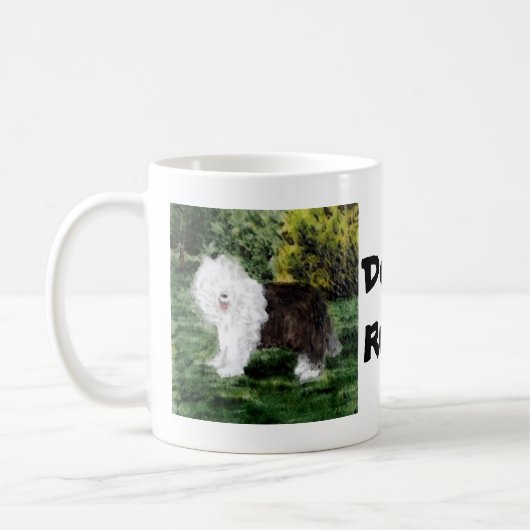 Old English Sheepdog Hunde Regel Custom Kaffeetasse (Links)