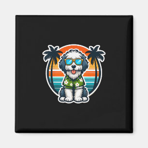 Old English Sheepdog Hundebesitzer Sommer Vibes Ur Magnet