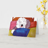 Old English Sheepdog im Bett Karte (Gelbe Blume)