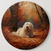 Old English Sheepdog im Herbst Leaves Fall Inspiri Button (Vorderseite)