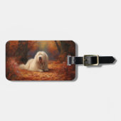 Old English Sheepdog im Herbst Leaves Fall Inspiri Gepäckanhänger (Vorderseite horizontal)