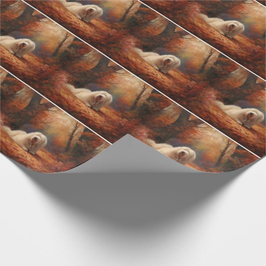 Old English Sheepdog im Herbst Leaves Fall Inspiri Geschenkpapier (Ecke)