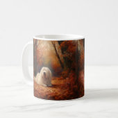 Old English Sheepdog im Herbst Leaves Fall Inspiri Kaffeetasse (Vorderseite Links)