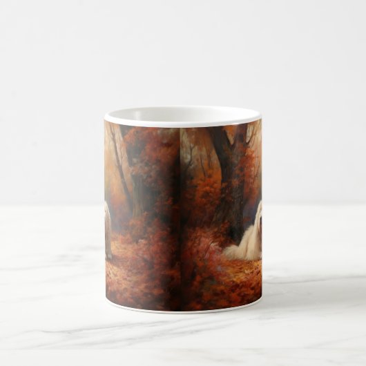 Old English Sheepdog im Herbst Leaves Fall Inspiri Kaffeetasse (Mittel)