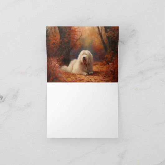 Old English Sheepdog im Herbst Leaves Fall Inspiri Karte (Innenseite)