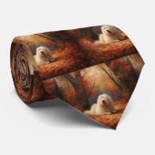 Old English Sheepdog im Herbst Leaves Fall Inspiri Krawatte (Gerollt)