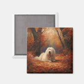 Old English Sheepdog im Herbst Leaves Fall Inspiri Magnet (Vorderseite/Rückseite)