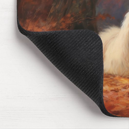 Old English Sheepdog im Herbst Leaves Fall Inspiri Mousepad (Ecke)