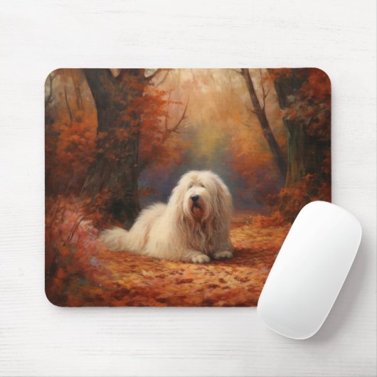 Old English Sheepdog im Herbst Leaves Fall Inspiri Mousepad (Mit Mouse)