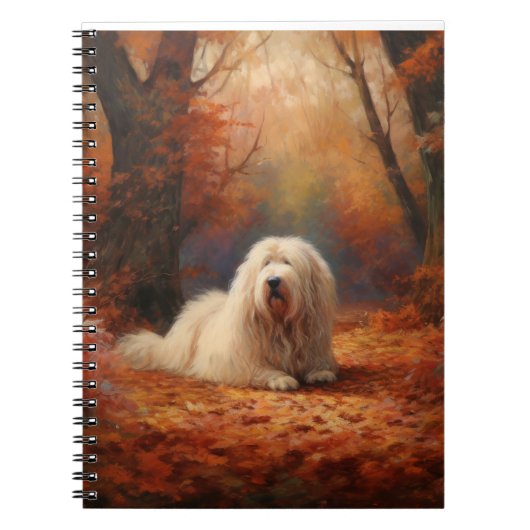 Old English Sheepdog im Herbst Leaves Fall Inspiri Notizblock (Vorderseite)