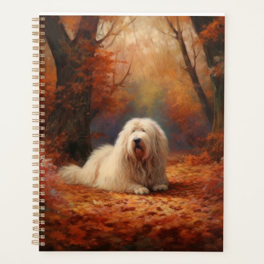 Old English Sheepdog im Herbst Leaves Fall Inspiri Planer (Vorderseite)