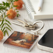 Old English Sheepdog im Herbst Leaves Fall Inspiri Schlüsselanhänger (Vorderseite rechts)