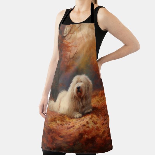 Old English Sheepdog im Herbst Leaves Fall Inspiri Schürze (InSitu)