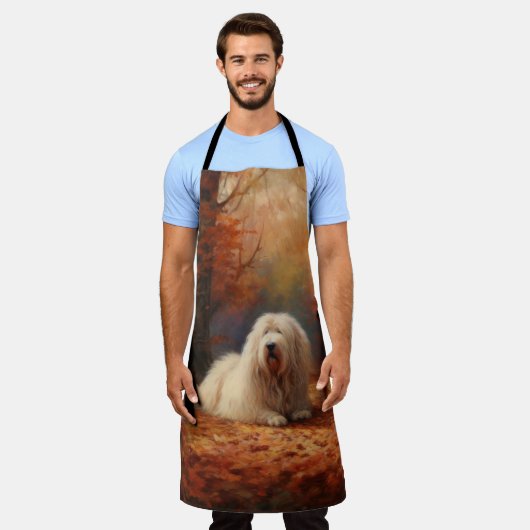 Old English Sheepdog im Herbst Leaves Fall Inspiri Schürze (Getragen)