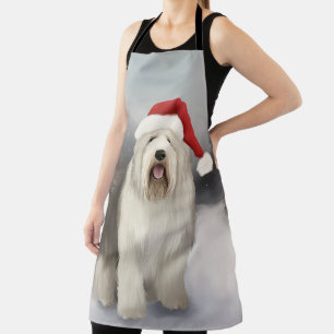 Old English Sheepdog im Schnee Weihnachten Schürze