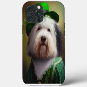 Old English Sheepdog im St. Patrick's Day Kleid iPhone 13 Pro Max Hülle