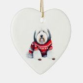 Old English Sheepdog in Christmas Sweater Keramik Ornament (Rechts)
