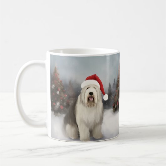 Old English Sheepdog in Snow Christmas Kaffeetasse (Links)