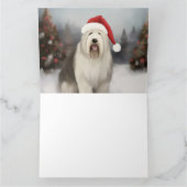 Old English Sheepdog in Snow Christmas Karte (Innenseite)
