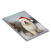 Old English Sheepdog in Snow Christmas Notizblock (Rechte Seite)