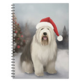 Old English Sheepdog in Snow Christmas Notizblock (Vorderseite)