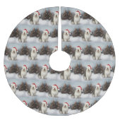 Old English Sheepdog in Snow Christmas Polyester Weihnachtsbaumdecke (Vorderseite)
