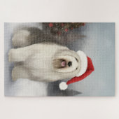 Old English Sheepdog in Snow Christmas Puzzle (Horizontal)