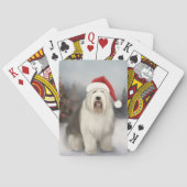 Old English Sheepdog in Snow Christmas Spielkarten (Rückseite)