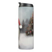 Old English Sheepdog in Snow Christmas Thermosbecher (Nach rechts gedreht)