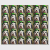 Old English Sheepdog in St. Patrick's Day Dress Geschenkpapier (Flach)