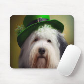 Old English Sheepdog in St. Patrick's Day Dress Mousepad (Mit Mouse)