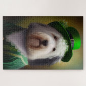 Old English Sheepdog in St. Patrick's Day Dress Puzzle (Horizontal)