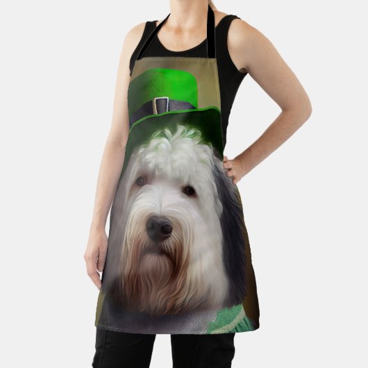 Old English Sheepdog in St. Patrick's Day Dress Schürze (InSitu)