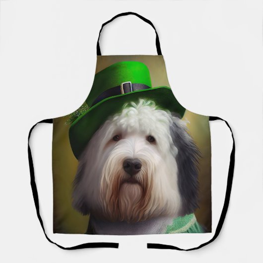 Old English Sheepdog in St. Patrick's Day Dress Schürze (Vorderseite)