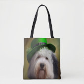 Old English Sheepdog in St. Patrick's Day Dress Tasche (Vorderseite)