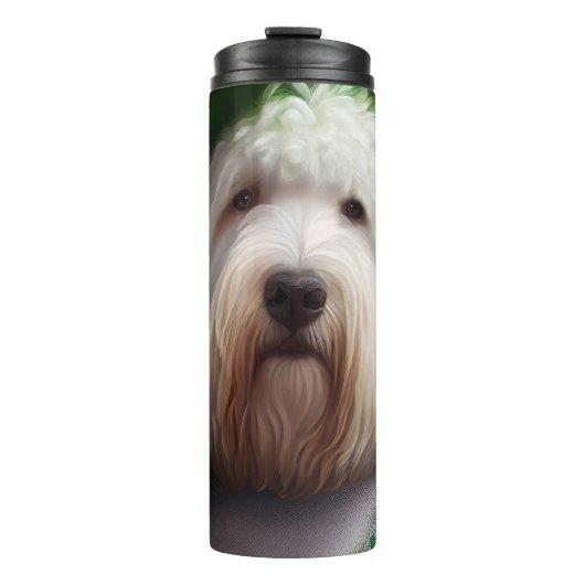 Old English Sheepdog in St. Patrick's Day Dress Thermosbecher (Vorderseite)