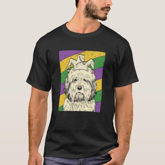 Old English Sheepdog Jester Mardi Gras Dog Mom or T-Shirt (Vorderseite)