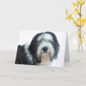 Old English Sheepdog Karte (Gelbe Blume)