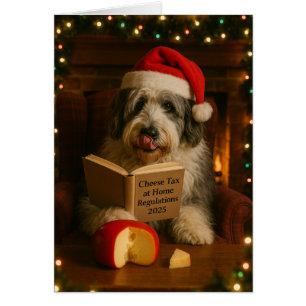 Old English Sheepdog 'Käse Steuer' Weihnachtskarte