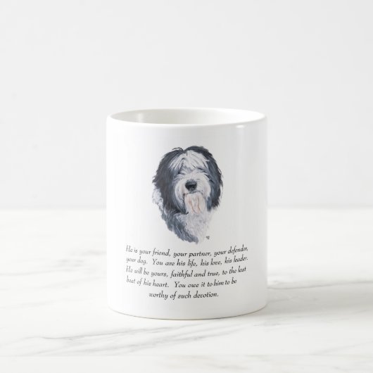 Old English Sheepdog Keepake - Männlich Kaffeetasse (Mittel)