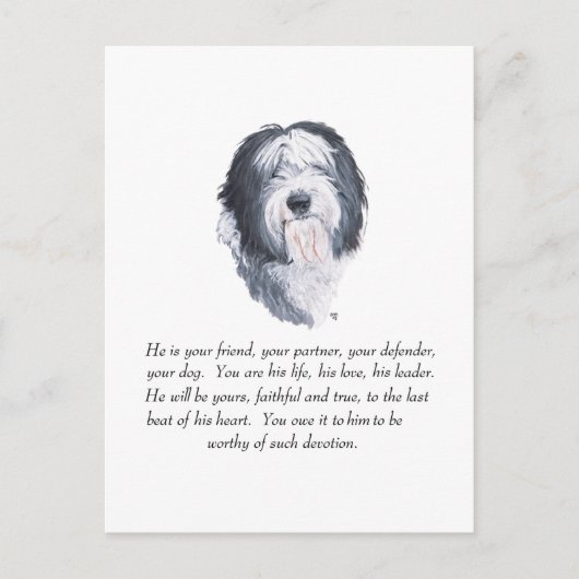 Old English Sheepdog Keepake - Männlich Postkarte (Vorderseite)