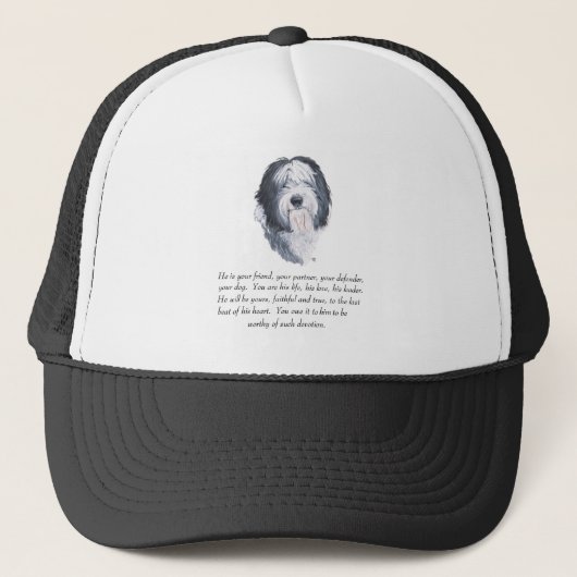 Old English Sheepdog Keepake - Männlich Truckerkappe (Vorderseite)