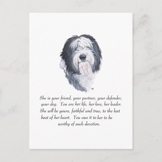 Old English Sheepdog Keepsakes Postkarte (Vorderseite)