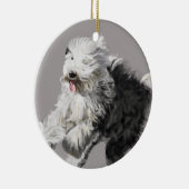 Old English Sheepdog Keramik Ornament (Rechts)