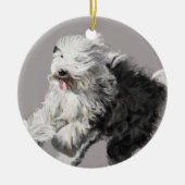 Old English Sheepdog Keramik Ornament (Vorne)