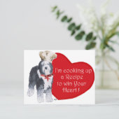 Old English Sheepdog Koch der Liebe Postkarte (Stehend Vorderseite)
