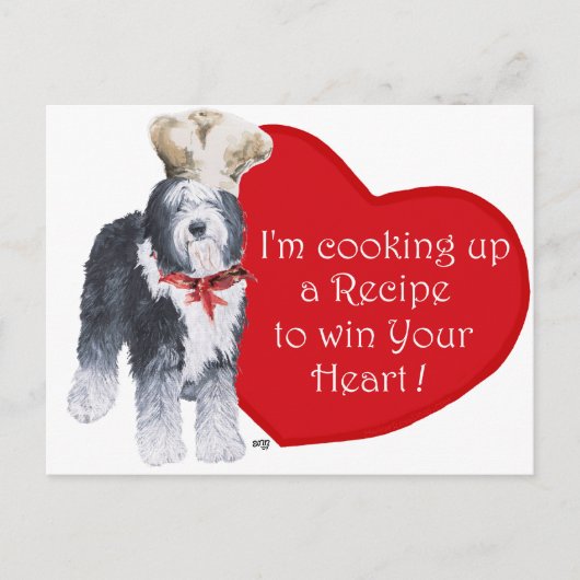 Old English Sheepdog Koch der Liebe Postkarte (Vorderseite)
