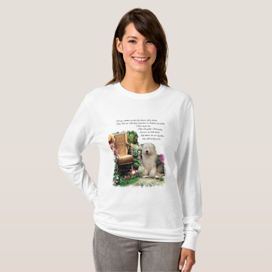 Old English Sheepdog Kunstgeschenke T-Shirt (Vorne ganz)